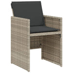 3 Piece Bistro Set with Cushions Light Grey Poly Rattan