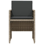 3 Piece Bistro Set with Cushions Light Grey Poly Rattan