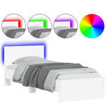 Bed Frame with Headboard and LED Lights-White