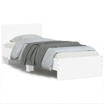 Bed Frame with Headboard and LED Lights-White
