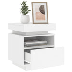 Bedside Cabinet with LED Lights White/Black