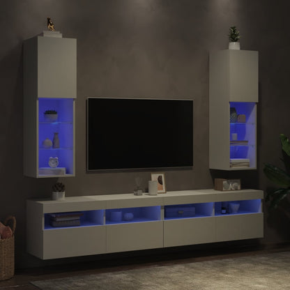 TV Cabinets with LED Lights 2 pcs White