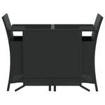 3 Piece Bistro Set with Cushions Black Poly Rattan