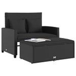 Garden Sofa with Cushions 2-Seater Black Poly Rattan