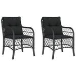 Garden Chairs with Cushions 2 pcs Black Poly Rattan