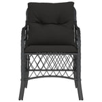 Garden Chairs with Cushions 2 pcs Black Poly Rattan