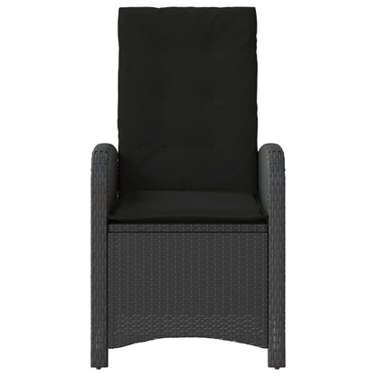 Reclining Garden Chairs 2 pcs with Cushions-Black Poly Rattan