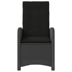 Reclining Garden Chairs 2 pcs with Cushions-Black Poly Rattan