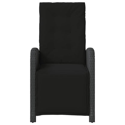 Reclining Garden Chairs 2 pcs with Footrest Black-Poly Rattan