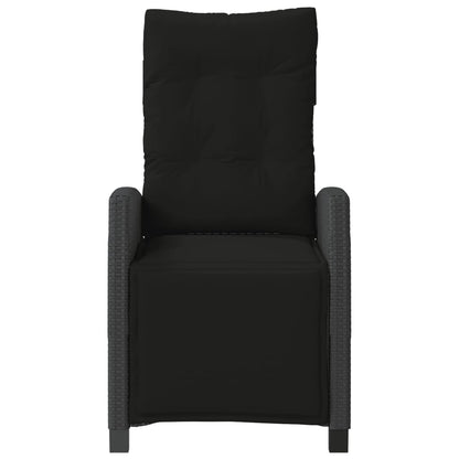 Reclining Garden Chairs 2 pcs with Footrest Black Poly Rattan