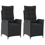 Reclining Garden Chairs 2-pcs with Footrest Black Poly Rattan