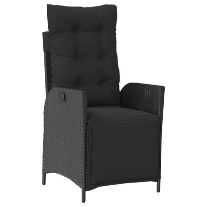 Reclining Garden Chairs 2-pcs with Footrest Black Poly Rattan