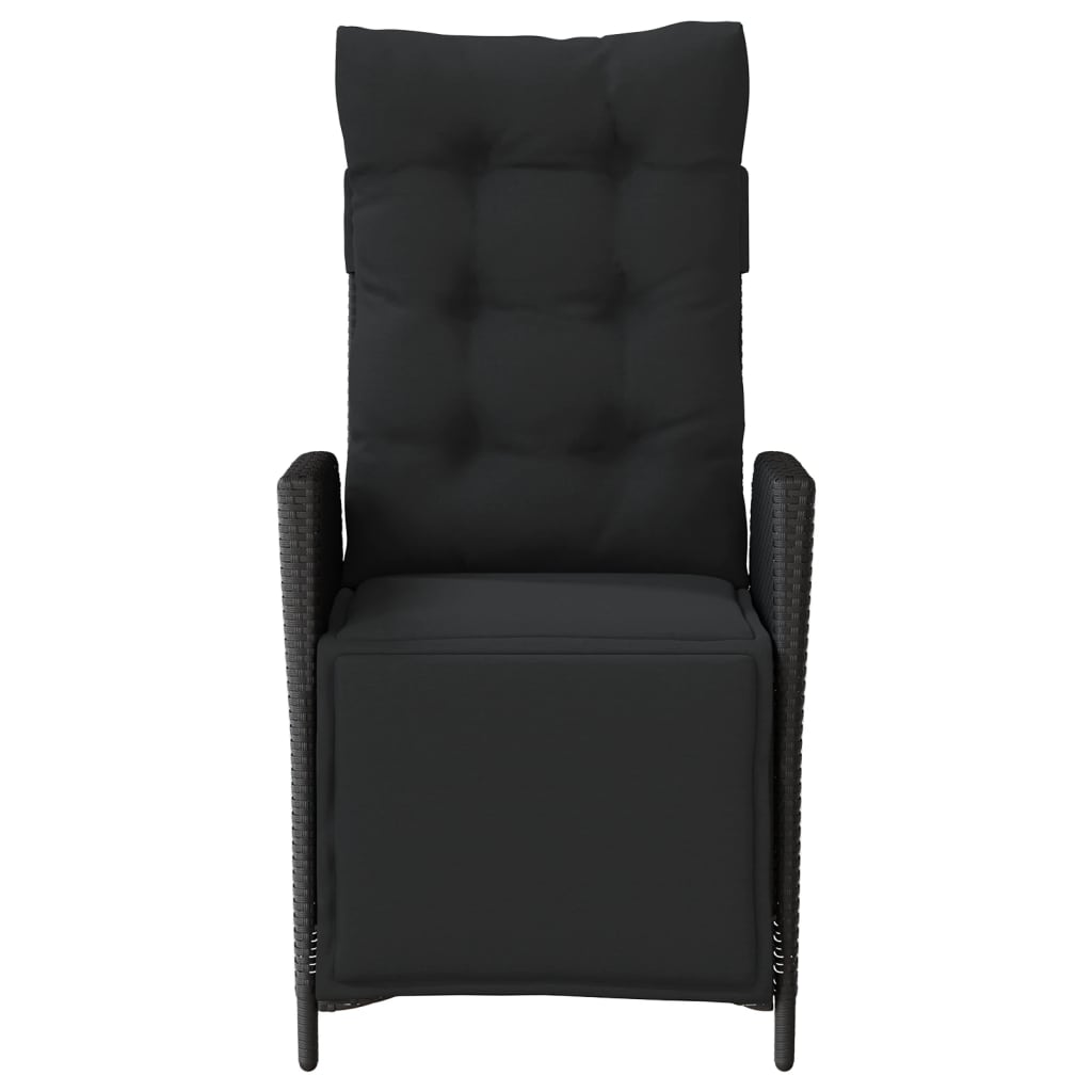 Reclining Garden Chairs 2-pcs with Footrest Black Poly Rattan