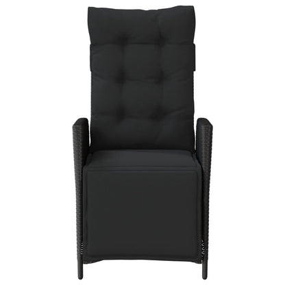 Reclining Garden Chairs 2-pcs with Footrest Black Poly Rattan