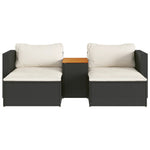 5 Piece Garden Sofa Set with Cushions Black Poly Rattan