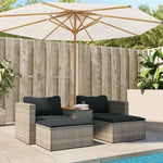 5 Piece Garden Sofa Set with Cushions Grey Poly Rattan Acacia