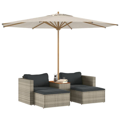 5 Piece Garden Sofa Set with Cushions Grey Poly Rattan Acacia - 80×70×59.5cm