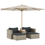 5 Piece Garden Sofa Set with Cushions Grey Poly Rattan Acacia