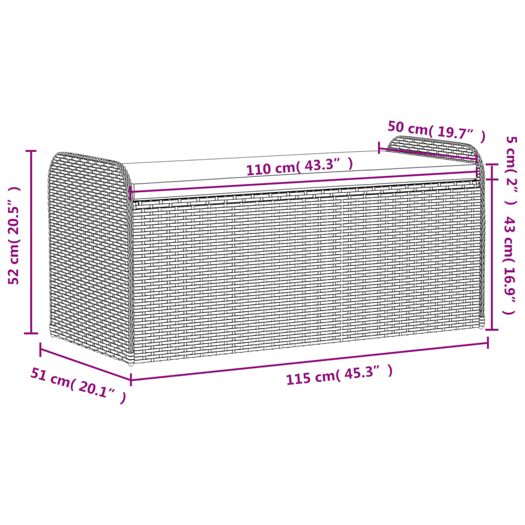 Storage Bench with Cushion Black