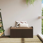 Storage Bench with Cushion-Brown Poly Rattan