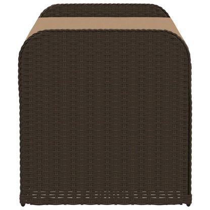 Storage Bench with Cushion-Brown Poly Rattan
