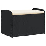 Storage Bench with Cushion Black Poly Rattan