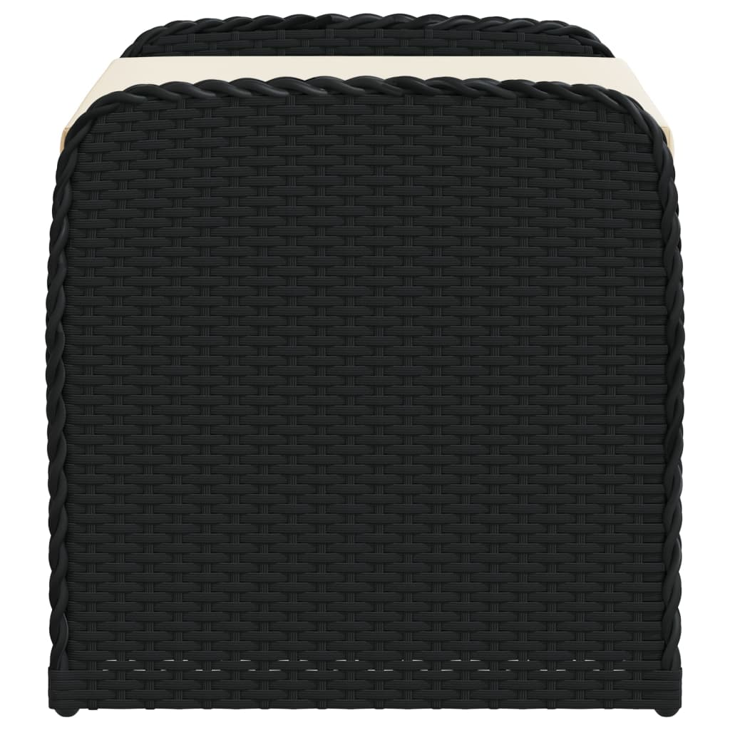 Storage Bench with Cushion Black Poly Rattan