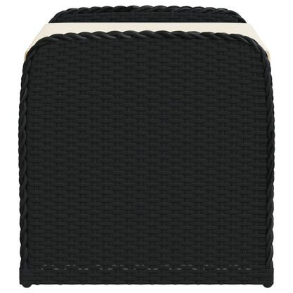 Storage Bench with Cushion Black Poly Rattan
