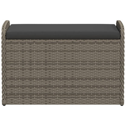 Storage Bench with Cushion Grey Poly Rattan