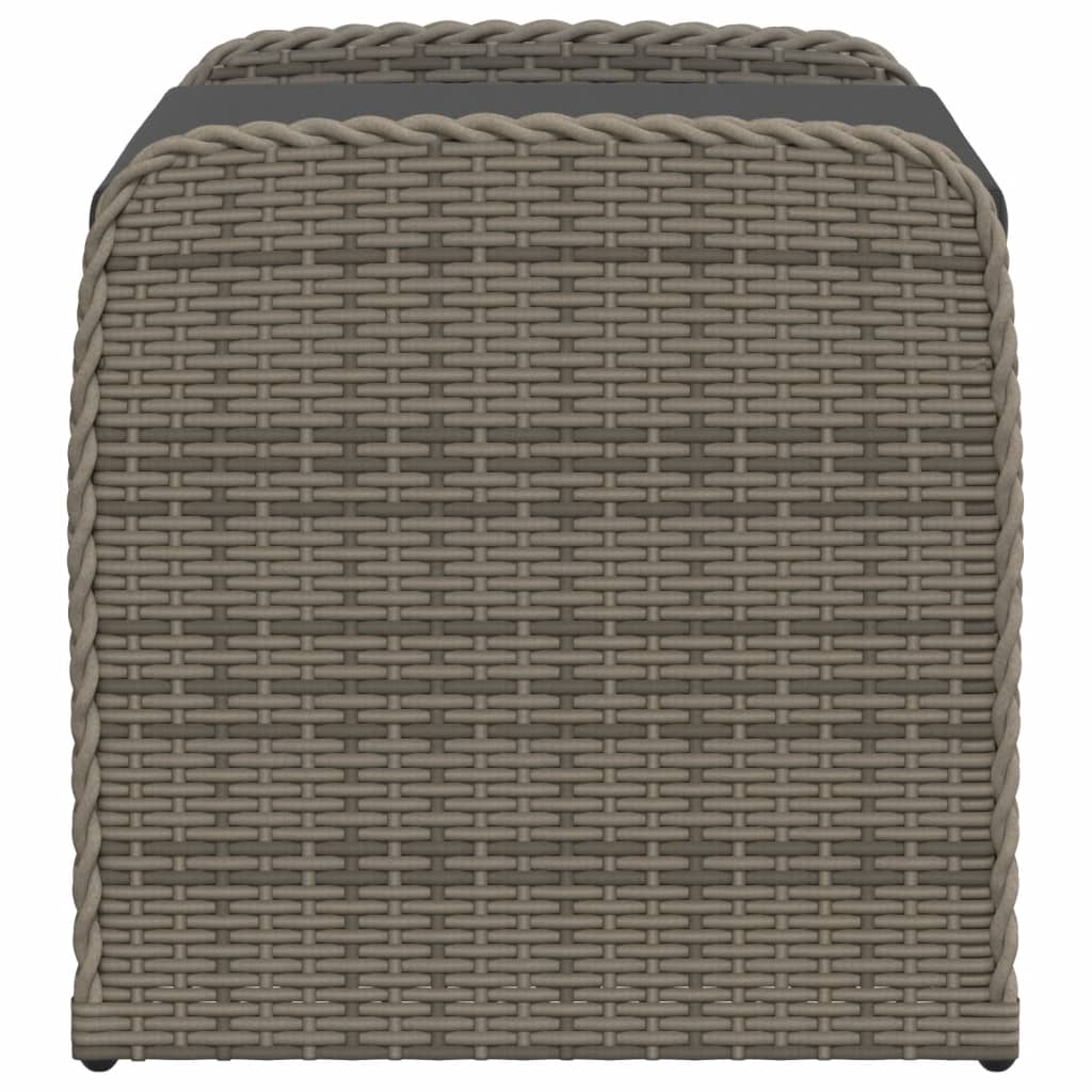 Storage Bench with Cushion Grey Poly Rattan