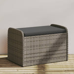 Storage Bench with Cushion Grey Poly Rattan