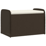 Storage Bench with Cushion Brown Poly Rattan