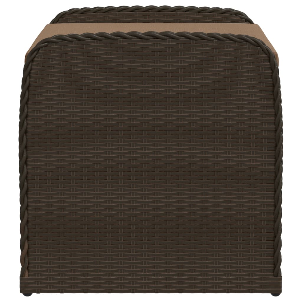 Storage Bench with Cushion Brown Poly Rattan