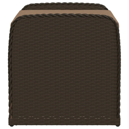 Storage Bench with Cushion Brown Poly Rattan