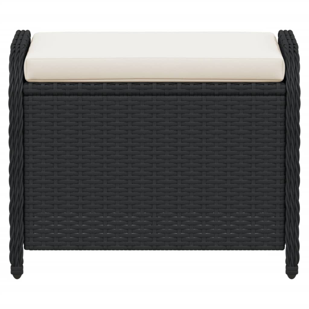 Garden Stool with Cushion Brown Poly Rattan