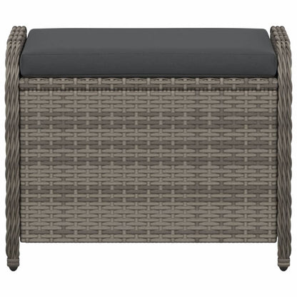 Garden Stool with Cushion Grey Poly Rattan