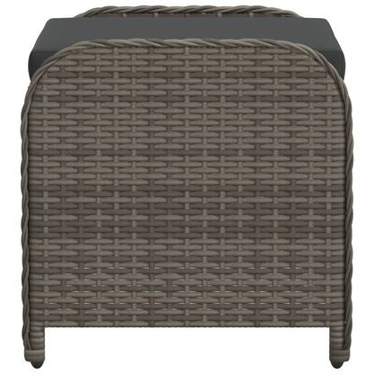 Garden Stool with Cushion Grey Poly Rattan