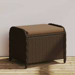 Garden Stool with Cushion Brown Poly Rattan