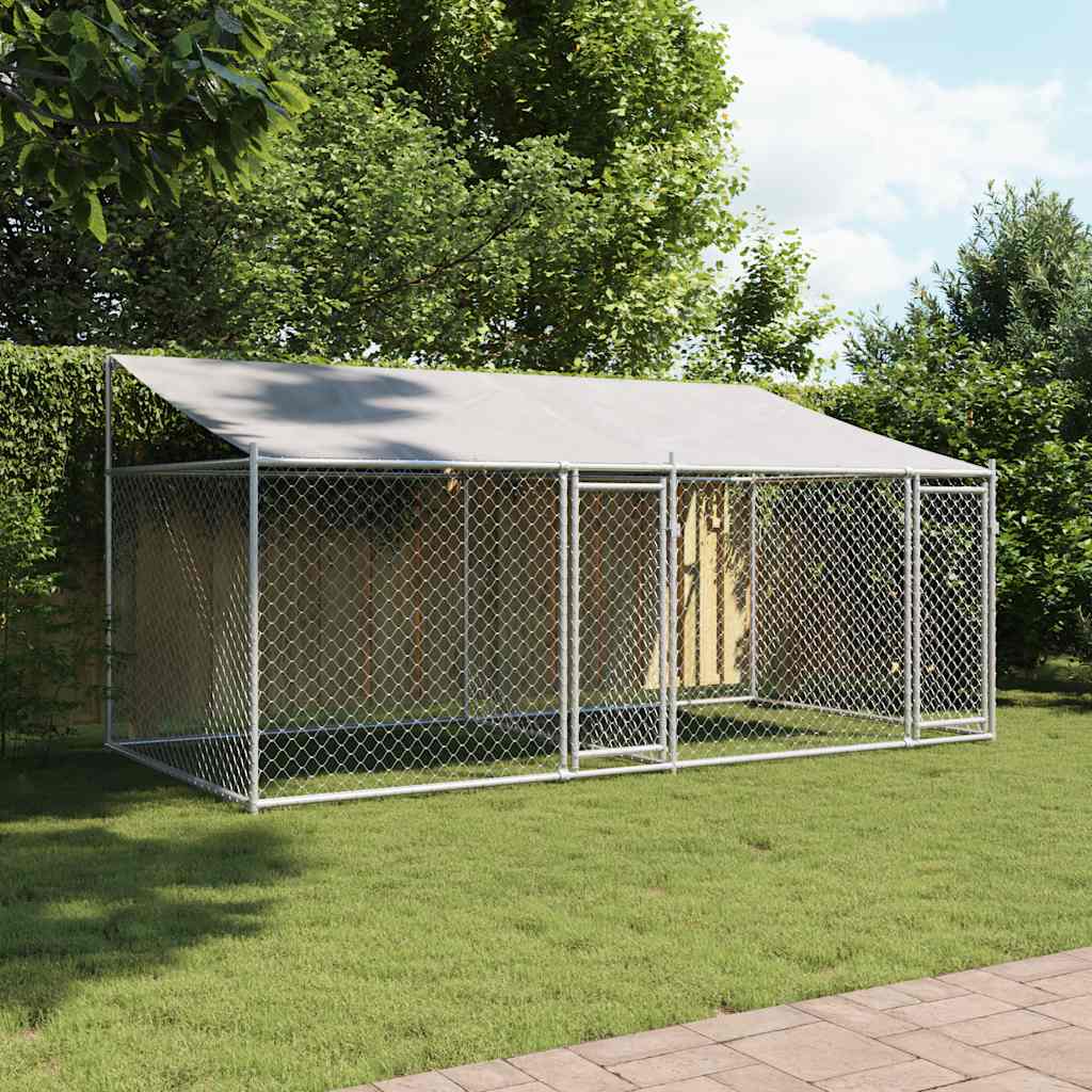 Large Dog Kennel Run 4x2x2m Galvanised Steel | HomeAndLiving