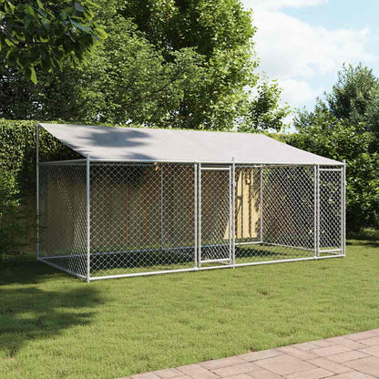 Large Dog Kennel Run 4x2x2m Galvanised Steel | HomeAndLiving