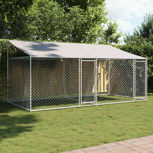 Large Dog Kennel Run 4x2x2m Galvanised Steel | HomeAndLiving