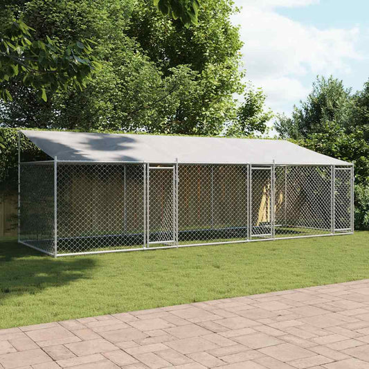 Large Dog Kennel Run Enclosure 6x2x2m Galvanised | HomeAndLiving