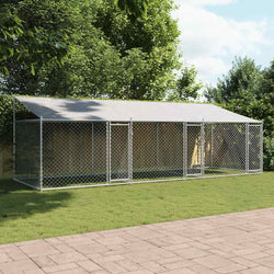 Large Dog Kennel Run Enclosure 6x2x2m Galvanised | HomeAndLiving