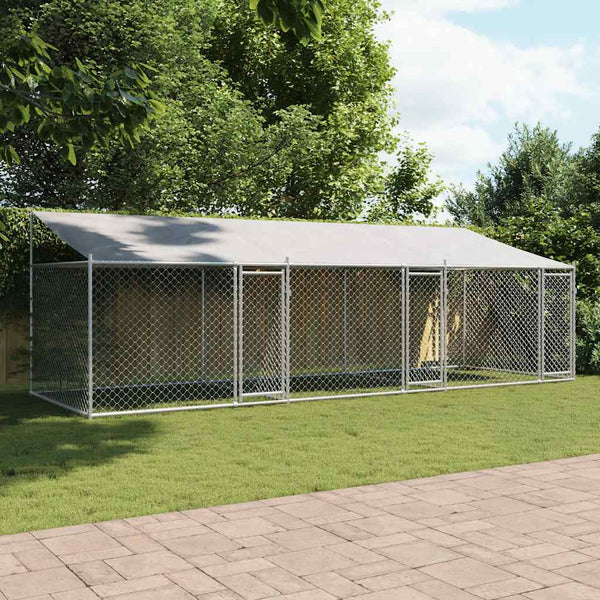  Large Dog Kennel Run Enclosure 6x2x2m Galvanised | HomeAndLiving