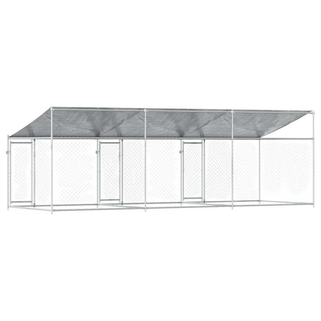Large Dog Kennel Run Enclosure 6x2x2m Galvanised | HomeAndLiving