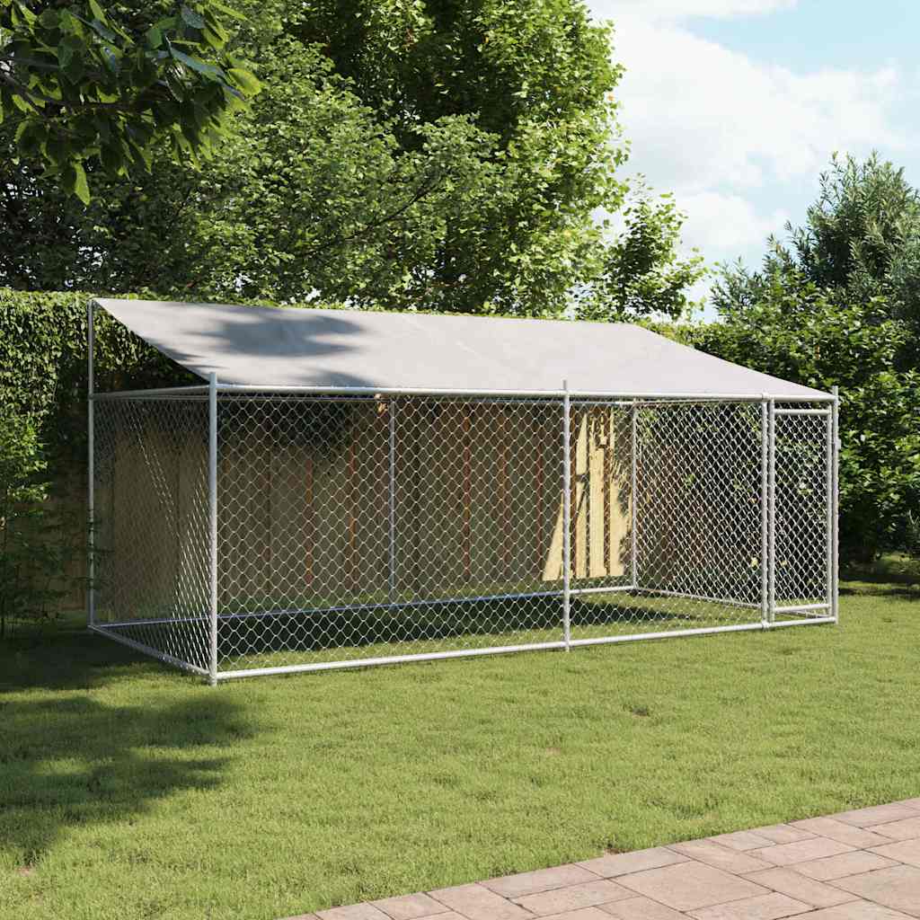 Large Outdoor Dog Cage Galvanised Steel 4x2x2m | HomeAndLiving