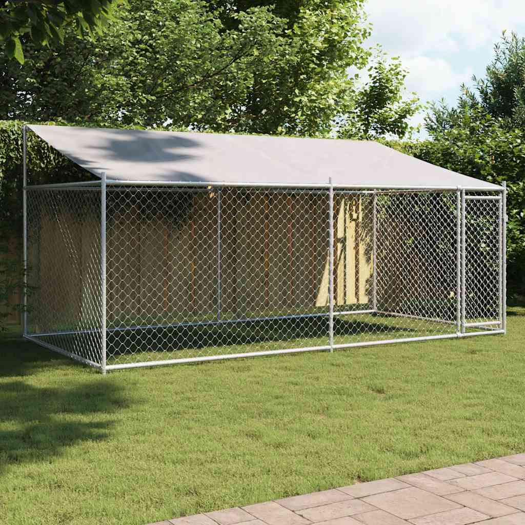Large Outdoor Dog Cage Galvanised Steel 4x2x2m | HomeAndLiving