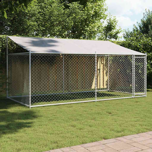 Large Outdoor Dog Cage Galvanised Steel 4x2x2m | HomeAndLiving