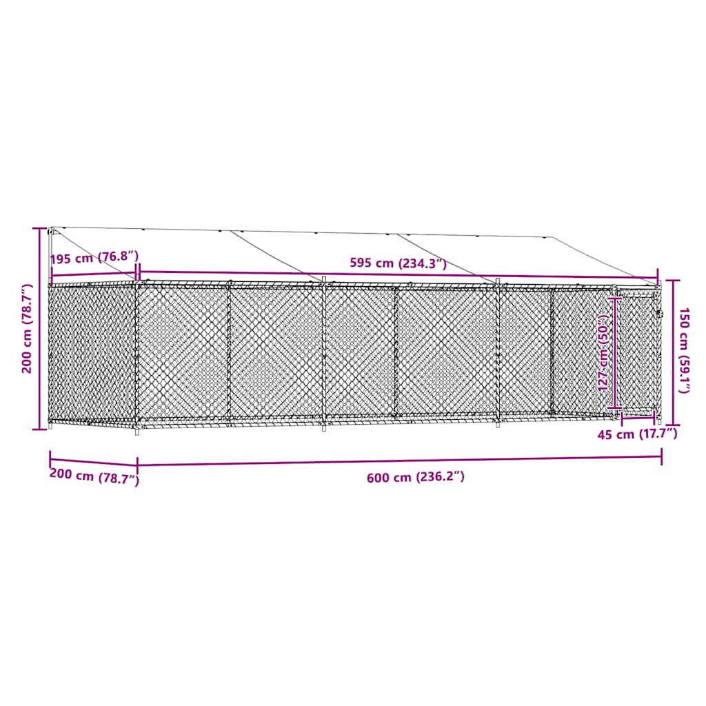 Large Dog Run Enclosure 6x2x2m Galvanised Steel | HomeAndLiving
