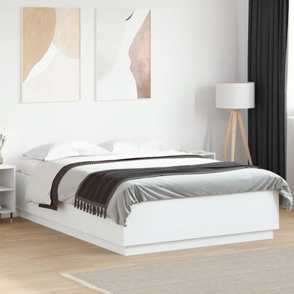 Bed Frame White Engineered Wood Queen Size - 203×153×40cm